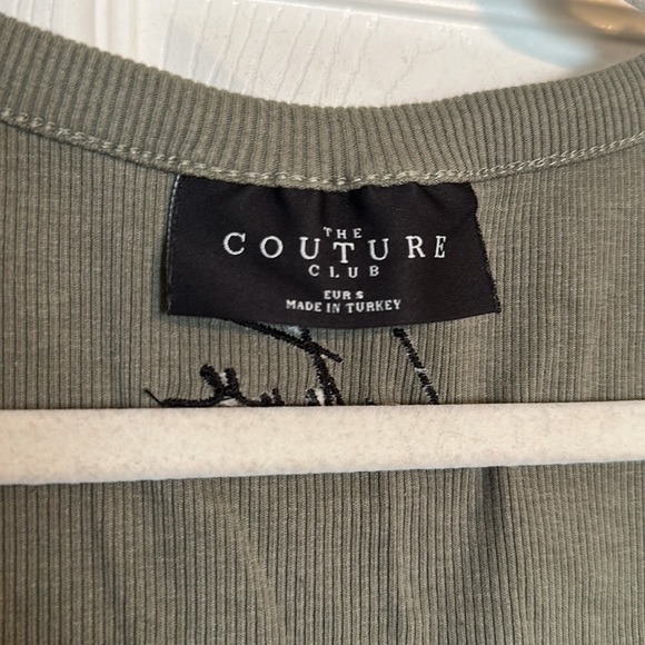 Couture Club Square neck crop top and popper leggings lounge set in Khaki Size S - Picture 5 of 6